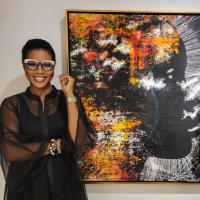 Kianne with an art piece