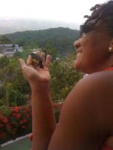 A bird in the hand. Life dictates art